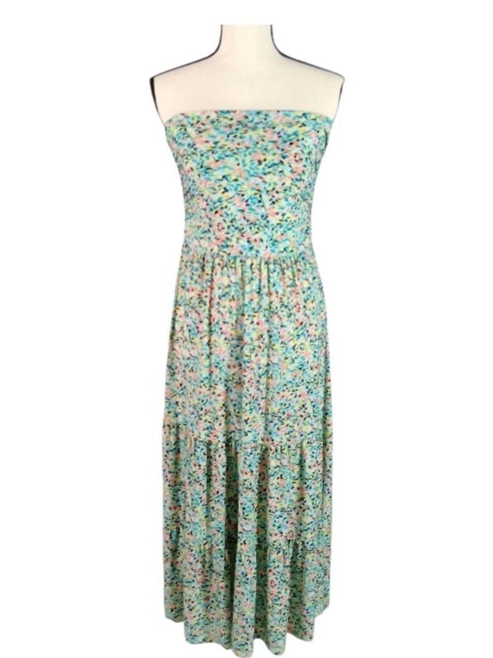 Lapis Floral Multicolor 2 In 1 Strapless Convertible Tiered Maxi Dress